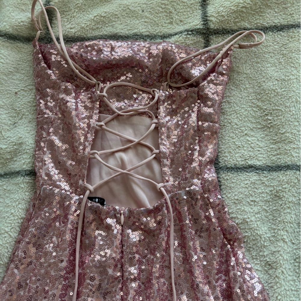 Lucy In The Sky Pink Sequin Lace-Up Dress